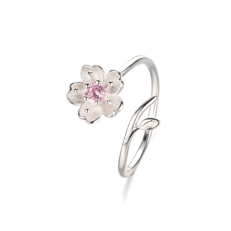 Cherry Blossom Dainty Adjustable Ring