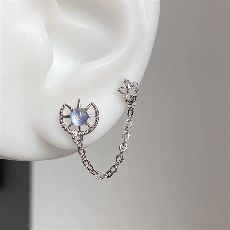 Y2K Cross CZ Cartilage Stud Earring (Silver Tone)