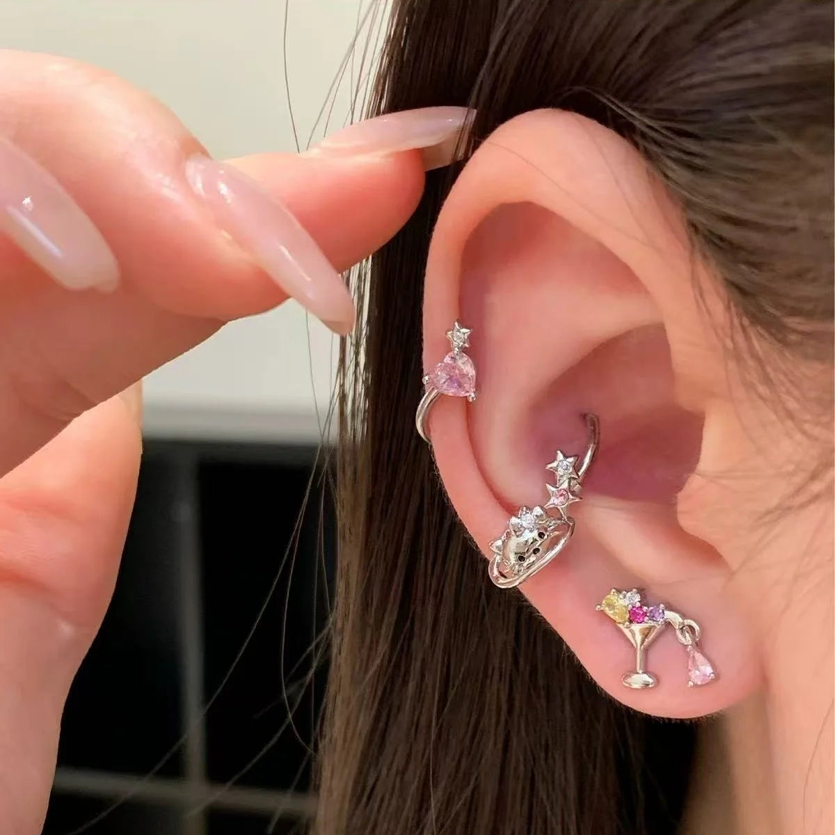 Dainty Stainless Steel Cat Stud Earrings