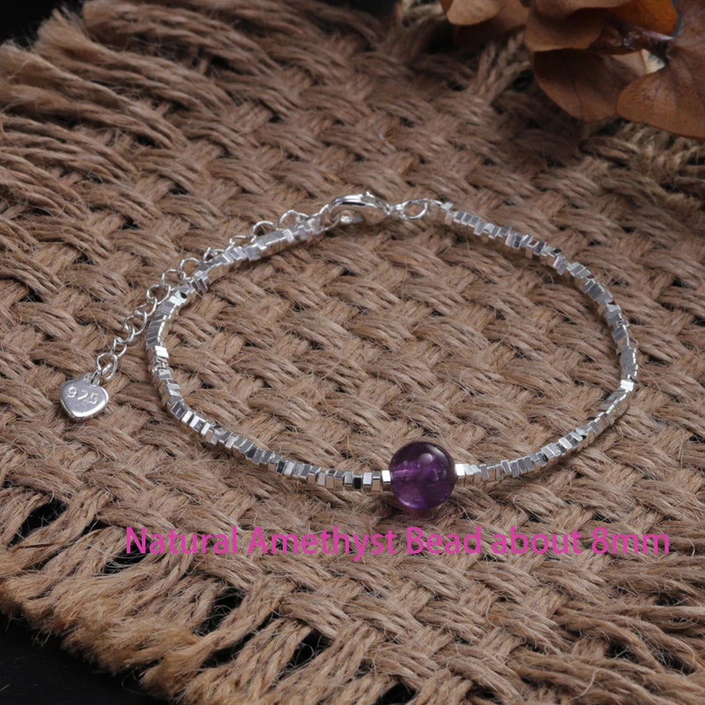 925 Sterling Silver Heart Bracelet with Zircon Beads