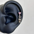 Dainty Pink Key Stud Earrings