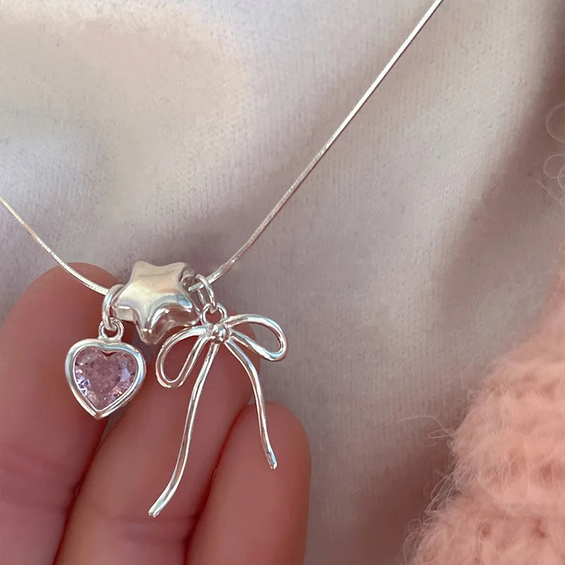 925 Sterling Silver Heart Bracelet with Zircon Beads