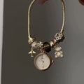 Gold Bracelet Watch for Women, Bear Charm Quartz