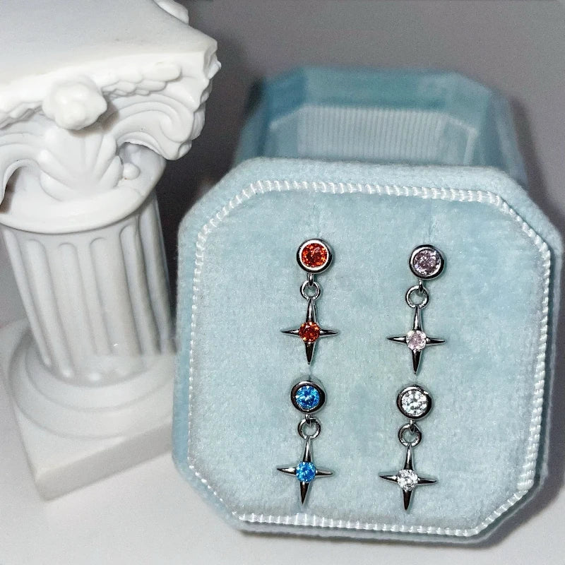 Cute Pink Stud Earrings, Rhinestone Cross Screw Back