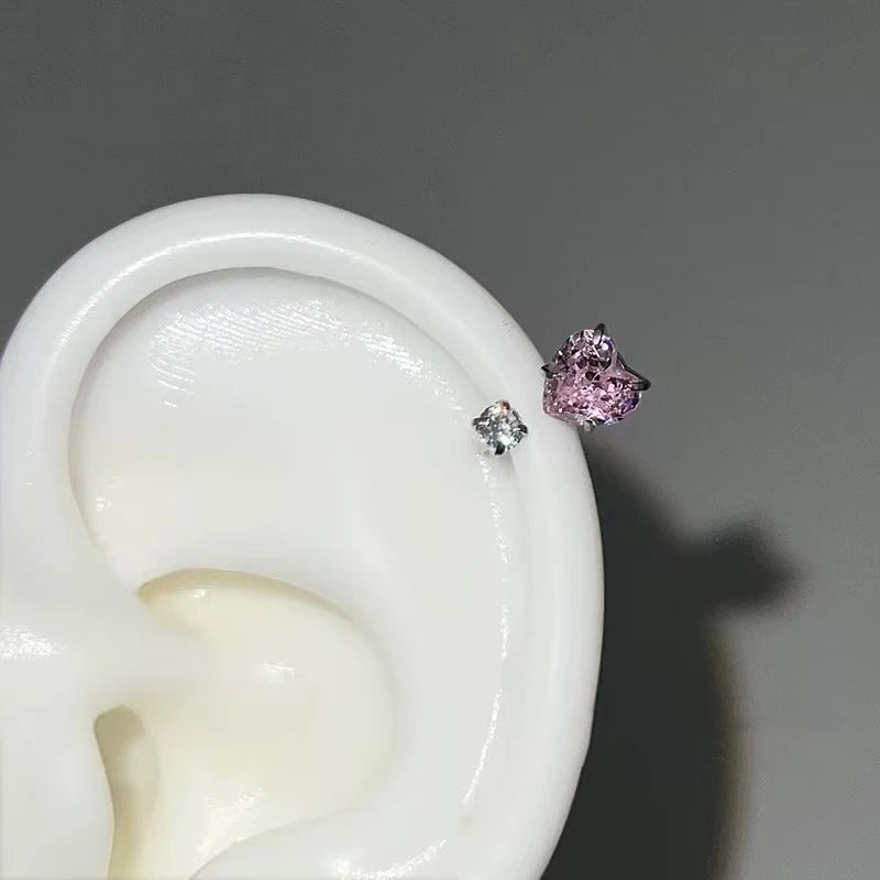 Rhinestone Cat Ear Stud Earrings with Screw Backs