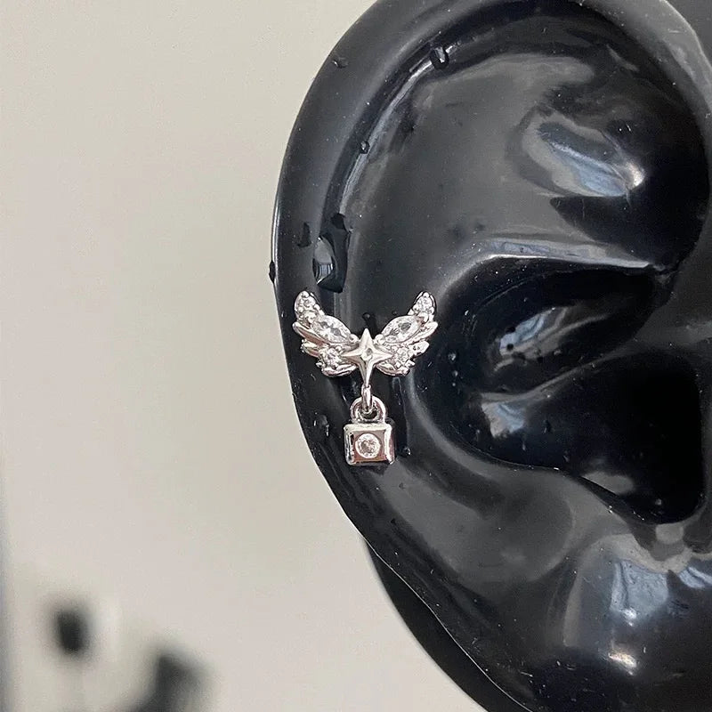 Angel Wing Zircon Stud Earrings