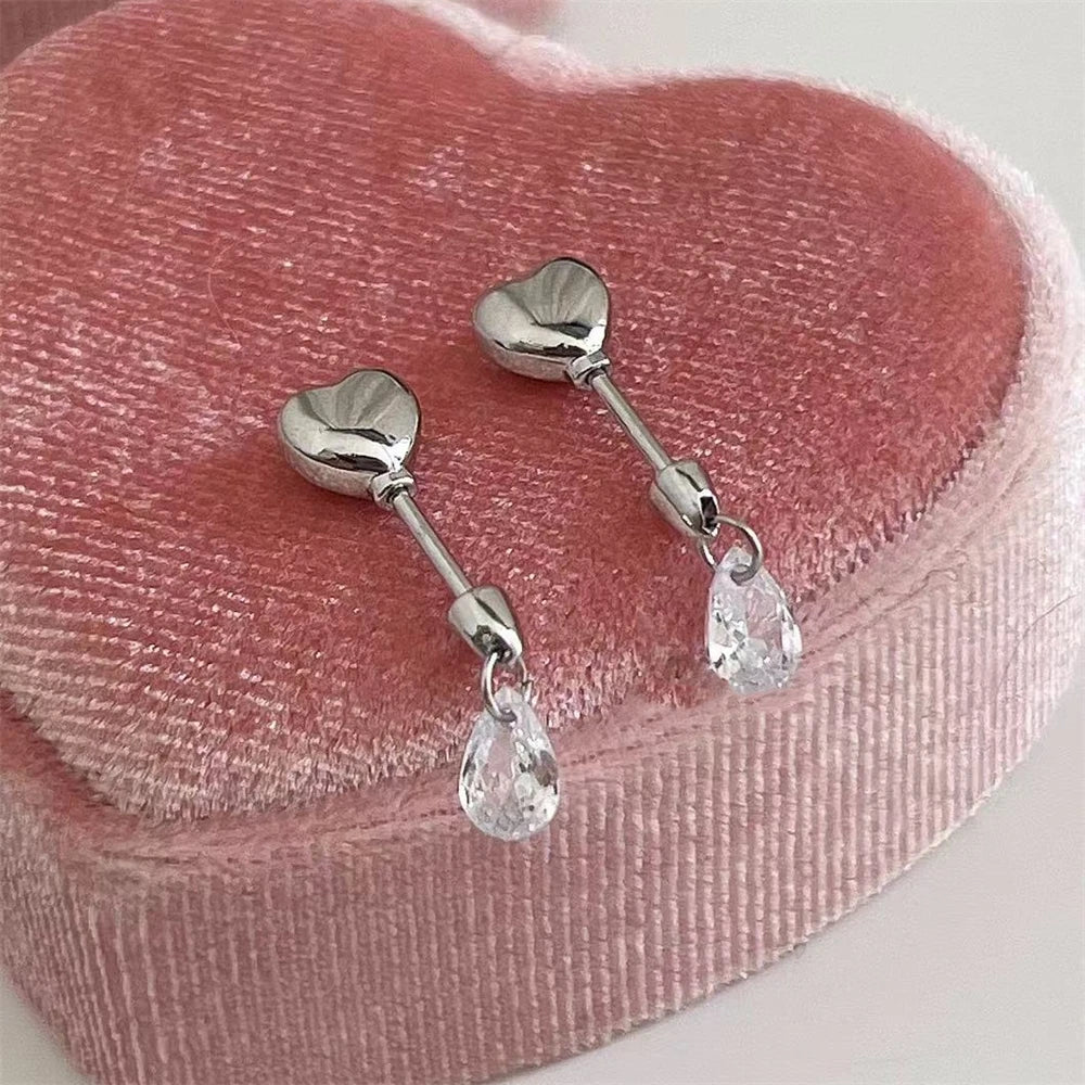Sweet Heart Arrow Stainless Steel Stud Earrings