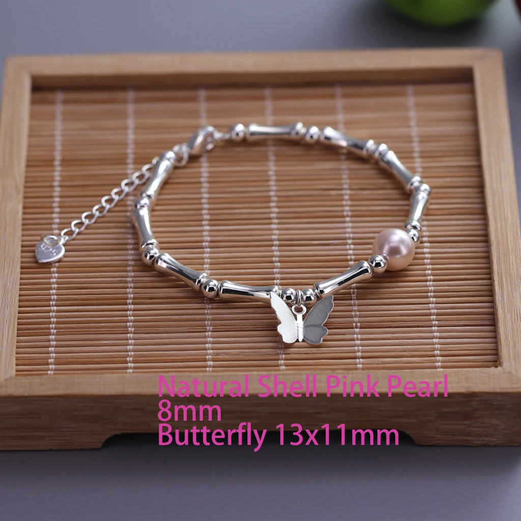 925 Sterling Silver Heart Bracelet with Zircon Beads