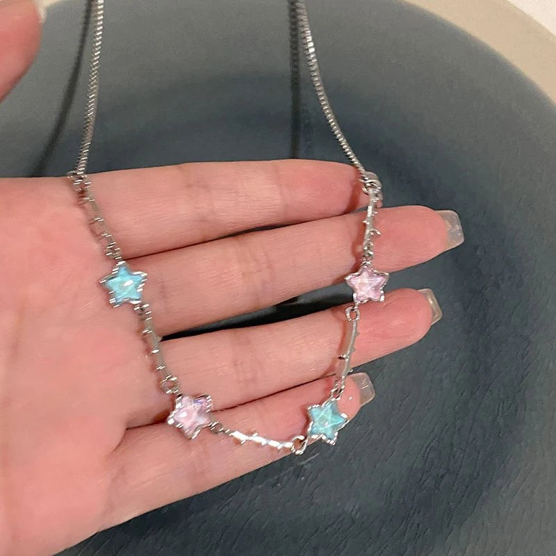 Y2K Star Necklace + Earrings Set (Colorful Crystal)