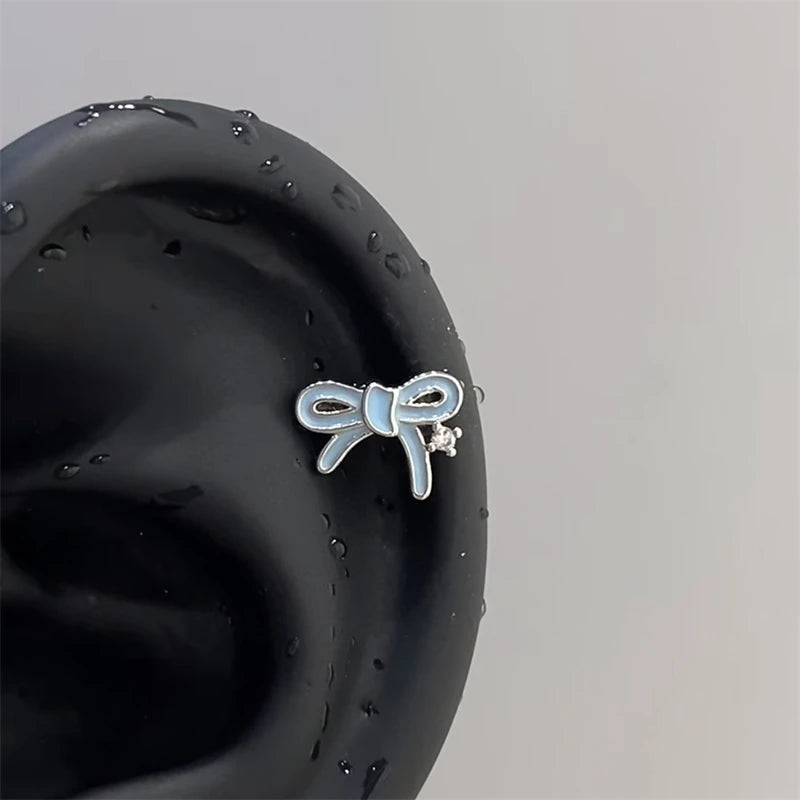 Y2K Cross CZ Cartilage Stud Earring (Silver Tone)
