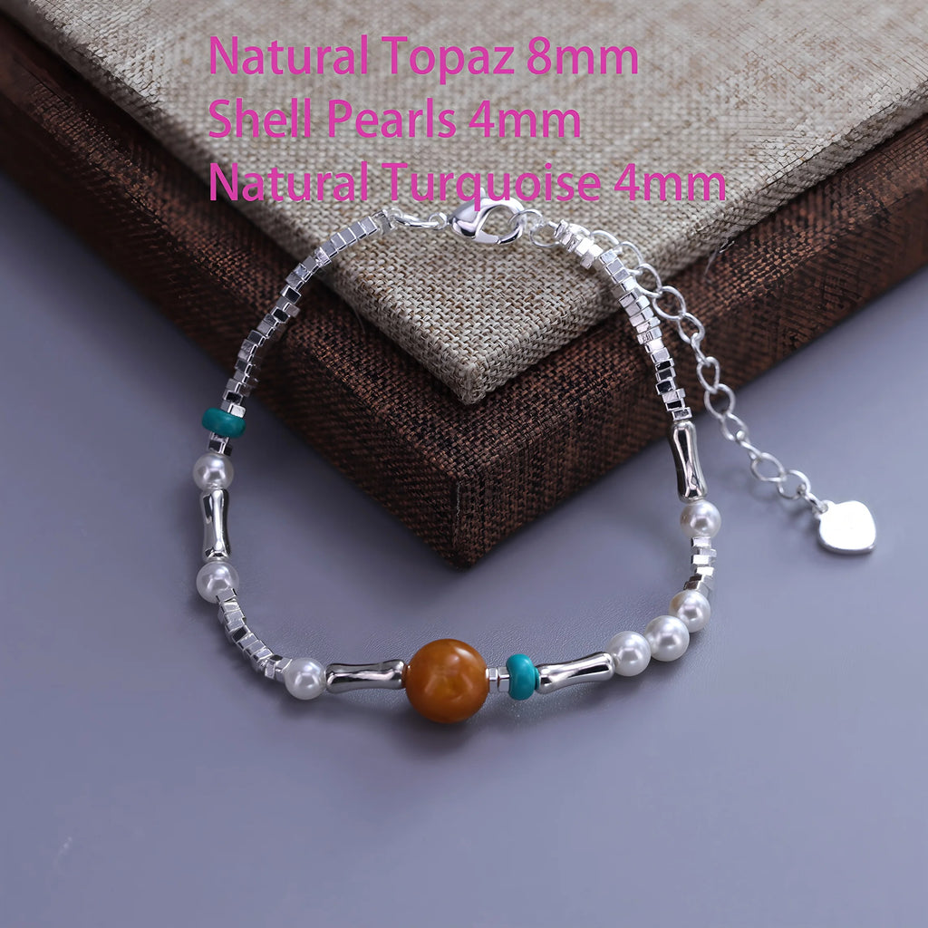 925 Sterling Silver Heart Bracelet with Zircon Beads