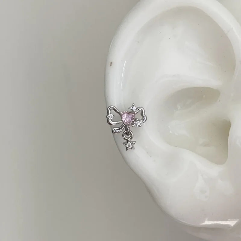 Star Tassel Stud Earrings in Stainless Steel + CZ