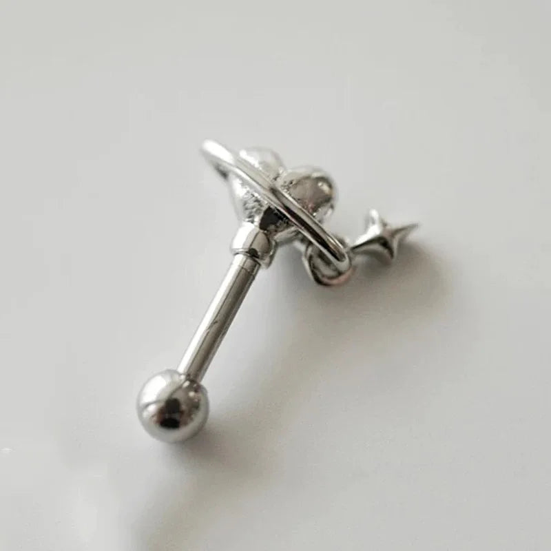 Crown Pearl Stainless Steel Cartilage Earring