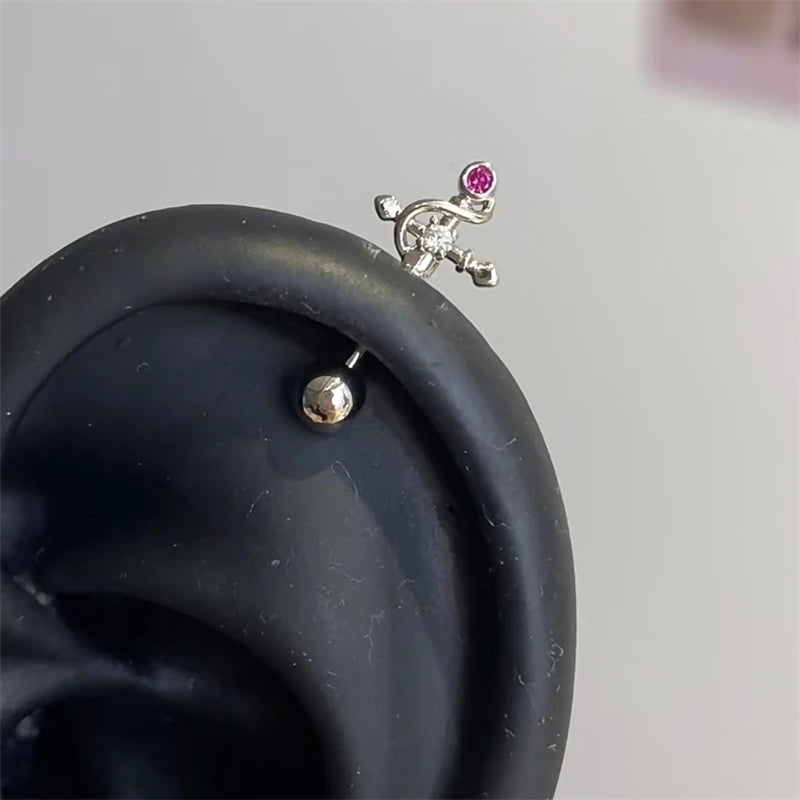 Crown Pearl Cartilage Spiral Earring