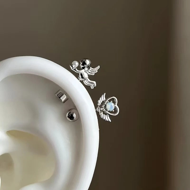 Cupid Heart Wing Cartilage Stud