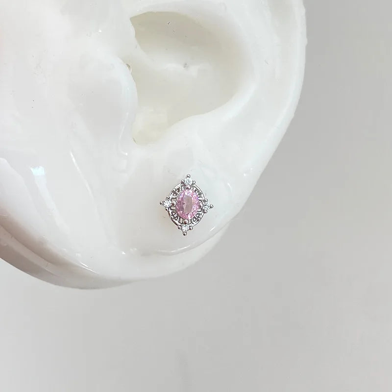 Rhinestone Cat Ear Stud Earrings with Screw Backs