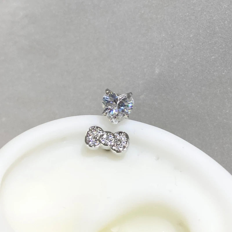 Rhinestone Cat Ear Stud Earrings with Screw Backs