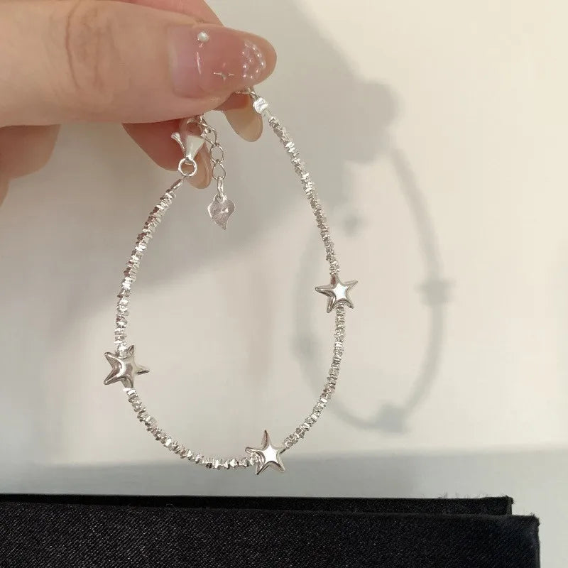 925 Sterling Silver Heart Bracelet with Zircon Beads