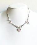Angel Wings Pendant Necklace, Beaded Heart Star Charm