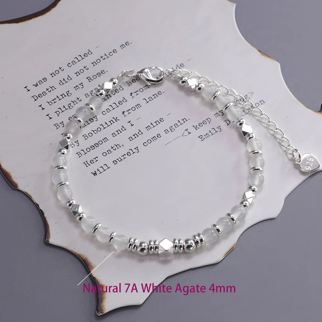 925 Sterling Silver Heart Bracelet with Zircon Beads