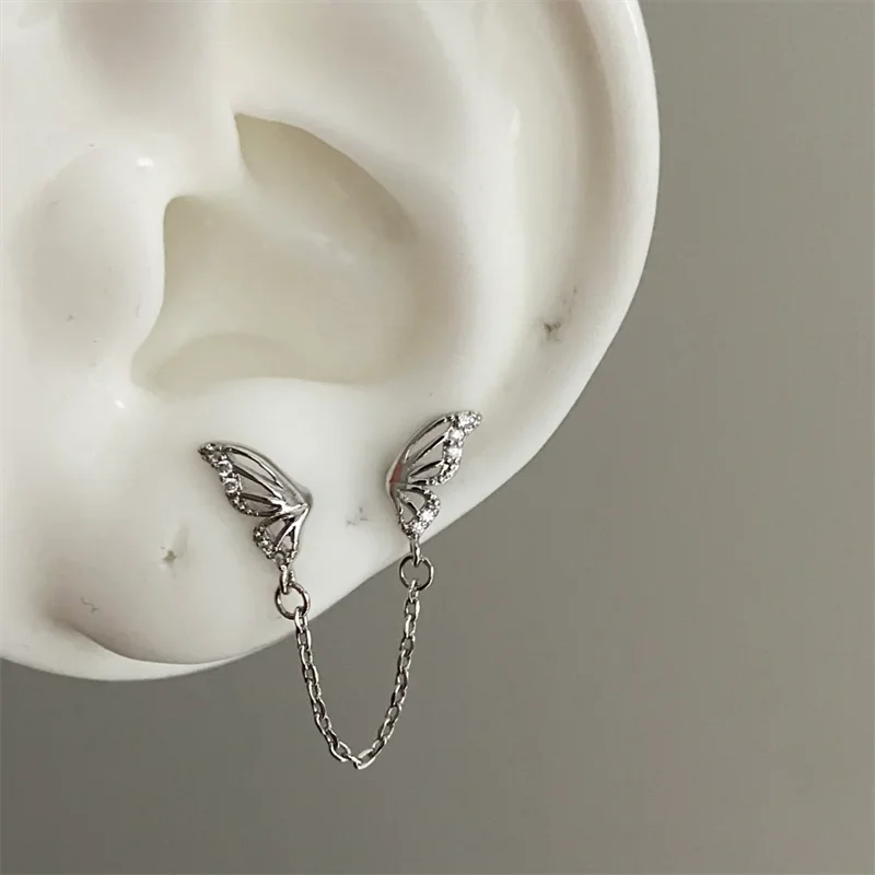 Star Tassel Stud Earrings in Stainless Steel + CZ