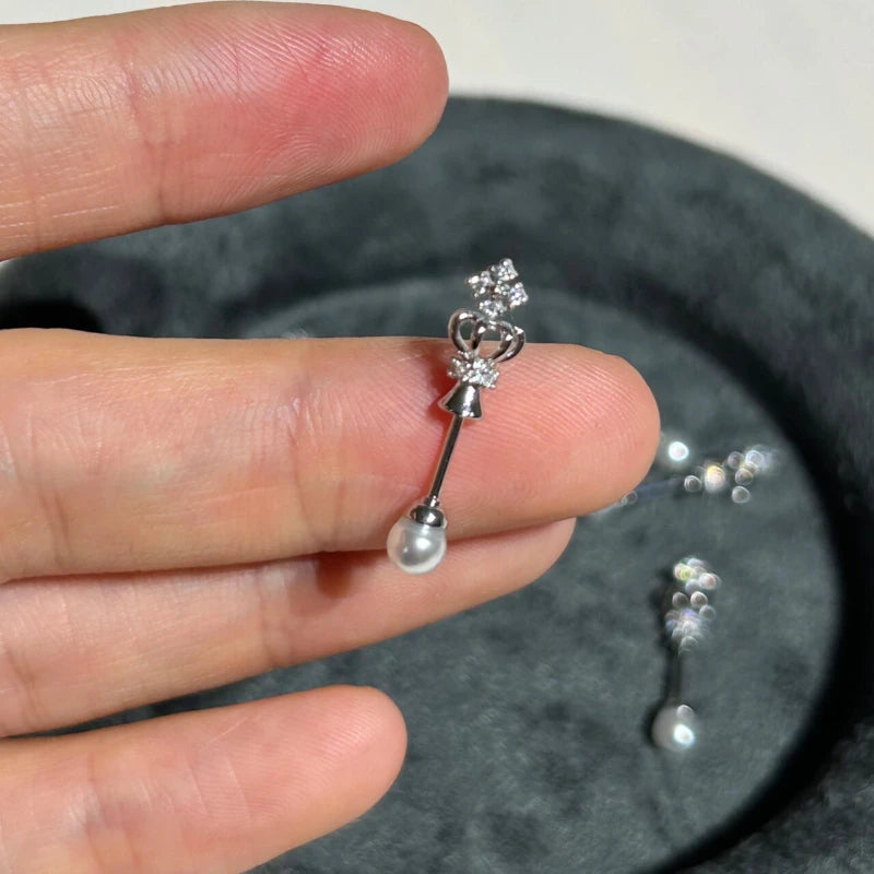 Crown Pearl Stainless Steel Cartilage Earring