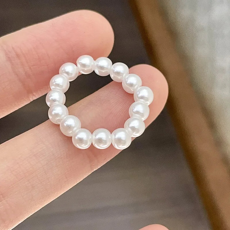 Pearl Rose Ring, 3D Pink Flower Statement Ring