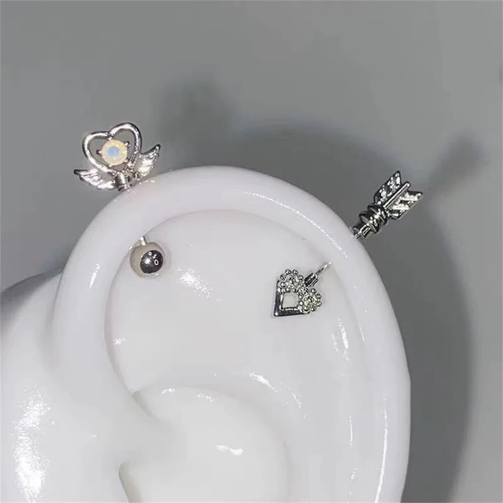 Sweet Heart Arrow Stainless Steel Stud Earrings