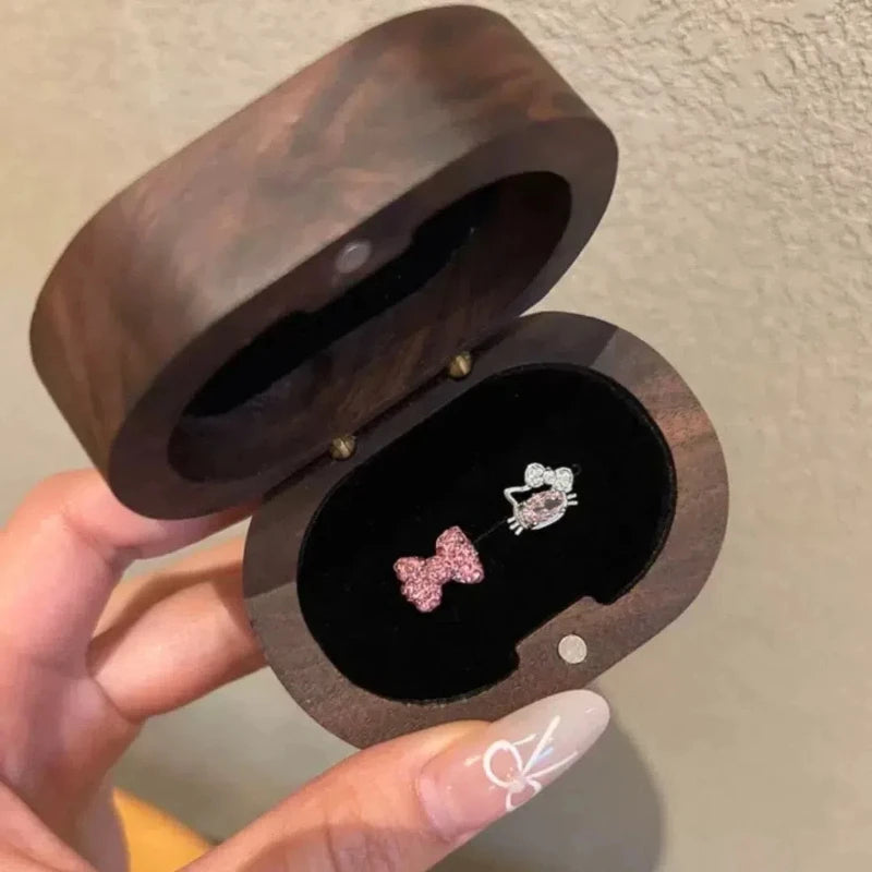 Pink Cat Cartilage Earring with Bow Stud