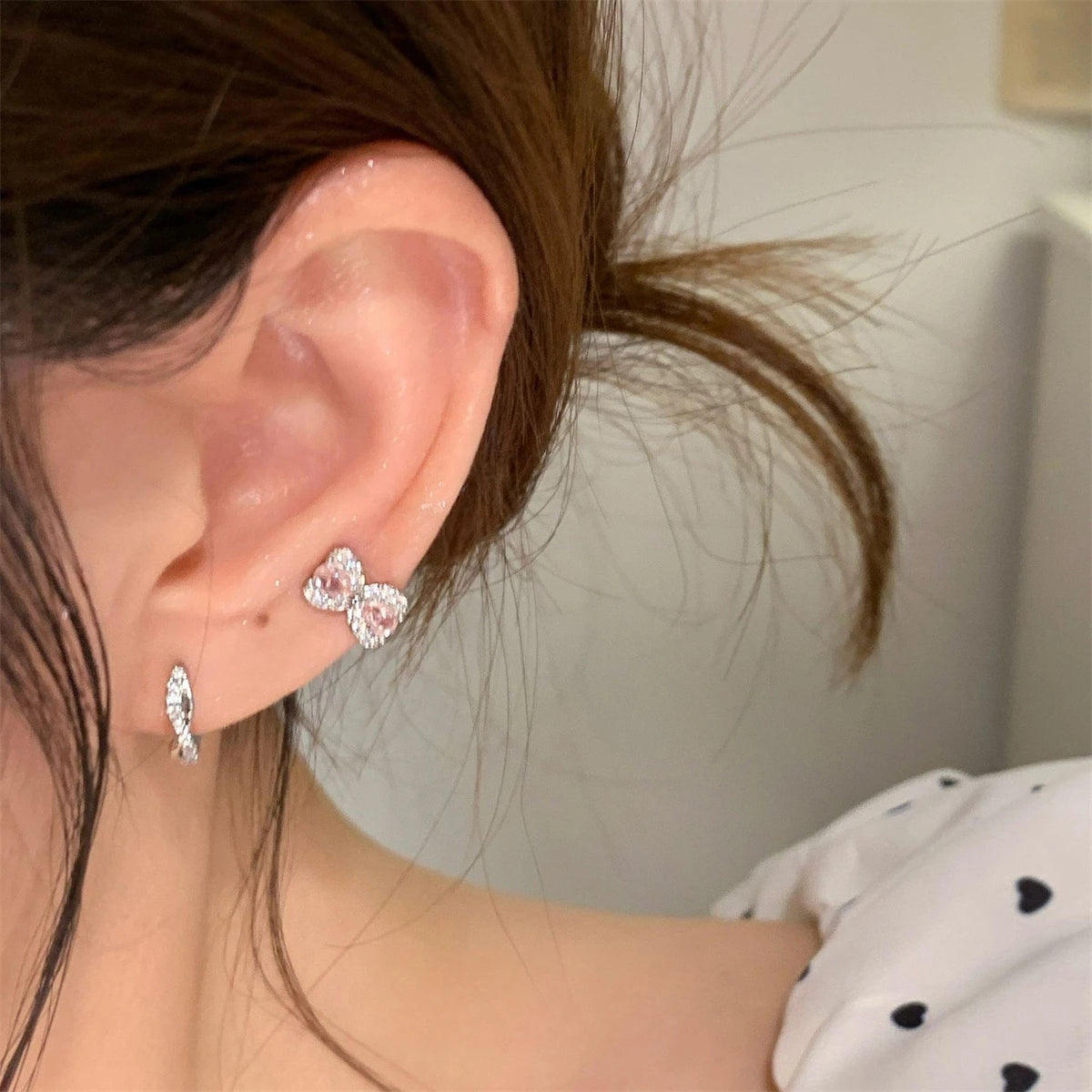 Pink Ballet Shoe Cartilage Stud Earring in Stainless Steel