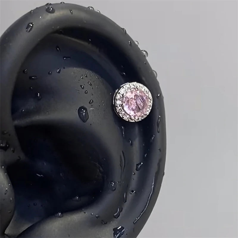 Y2K Cross CZ Cartilage Stud Earring (Silver Tone)