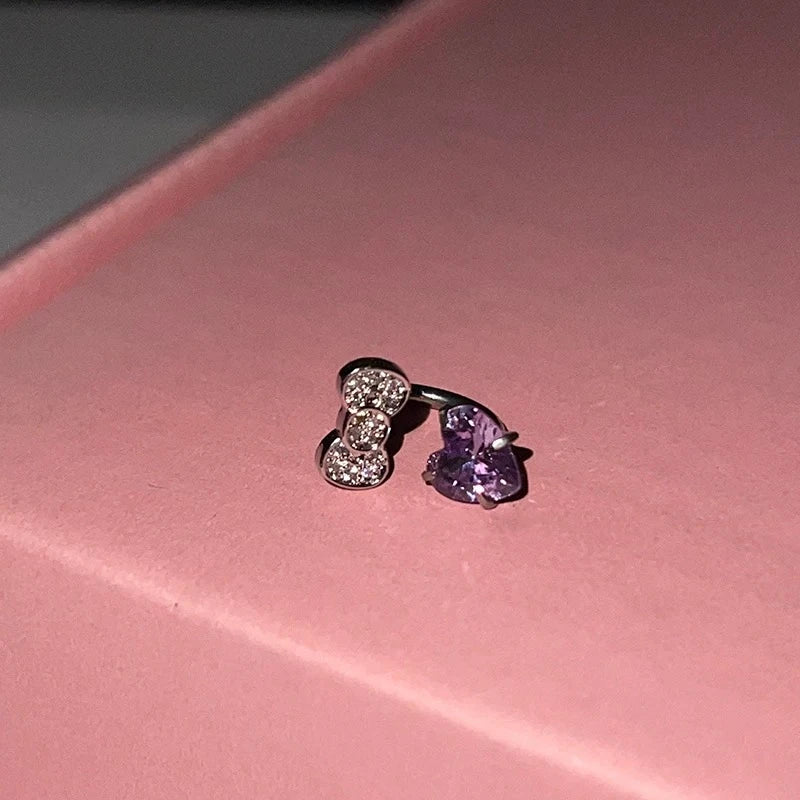 Rhinestone Cat Ear Stud Earrings with Screw Backs