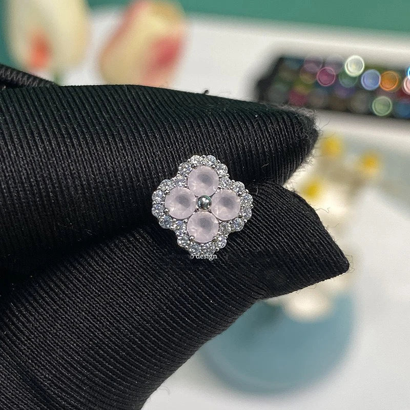 Four Leaf Clover Zircon Stud Earring