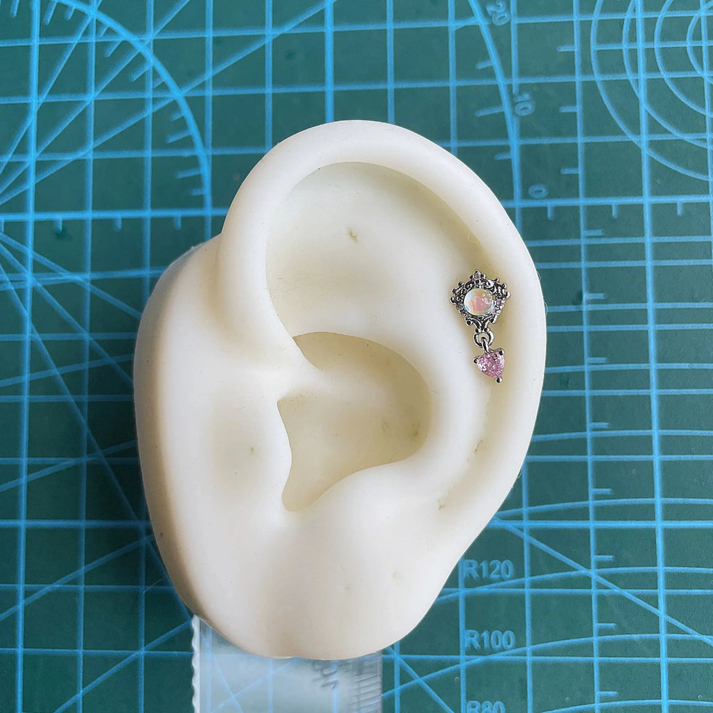 Cute Pink Stud Earrings, Rhinestone Cross Screw Back