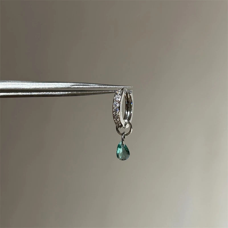 Green Clover Flower Stud Earrings in Stainless Steel