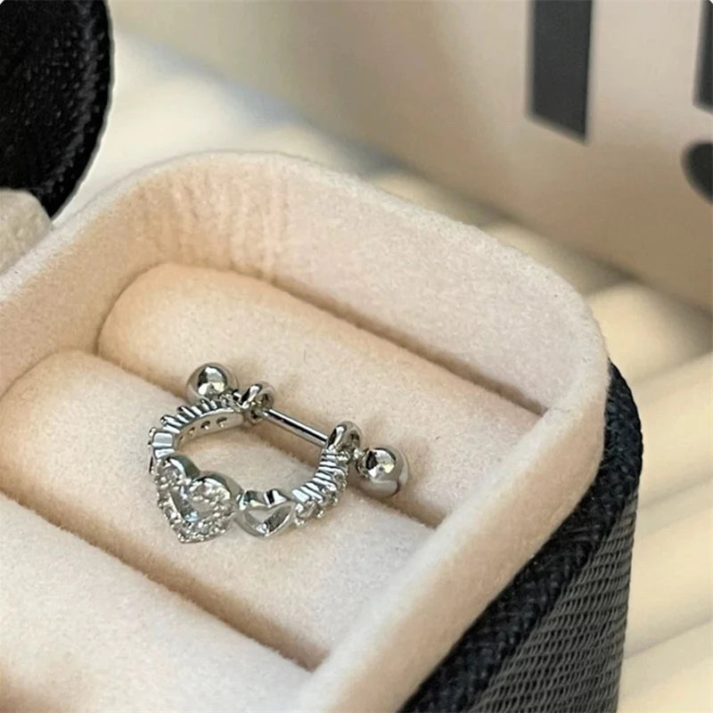 Hollow Heart Stainless Steel Stud Earrings