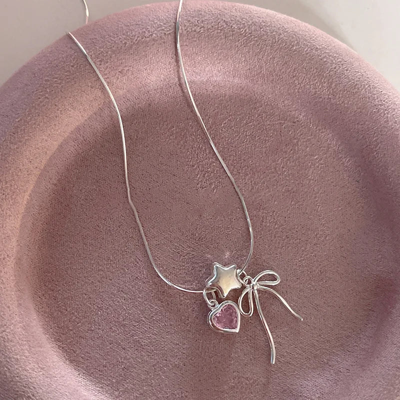 925 Sterling Silver Heart Bracelet with Zircon Beads