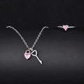 Pink Heart Necklace Set with Key Charm