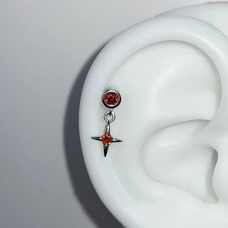 Cute Pink Stud Earrings, Rhinestone Cross Screw Back