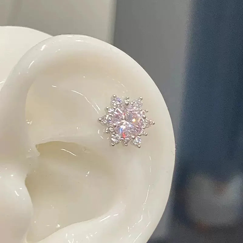 Rhinestone Cat Ear Stud Earrings with Screw Backs