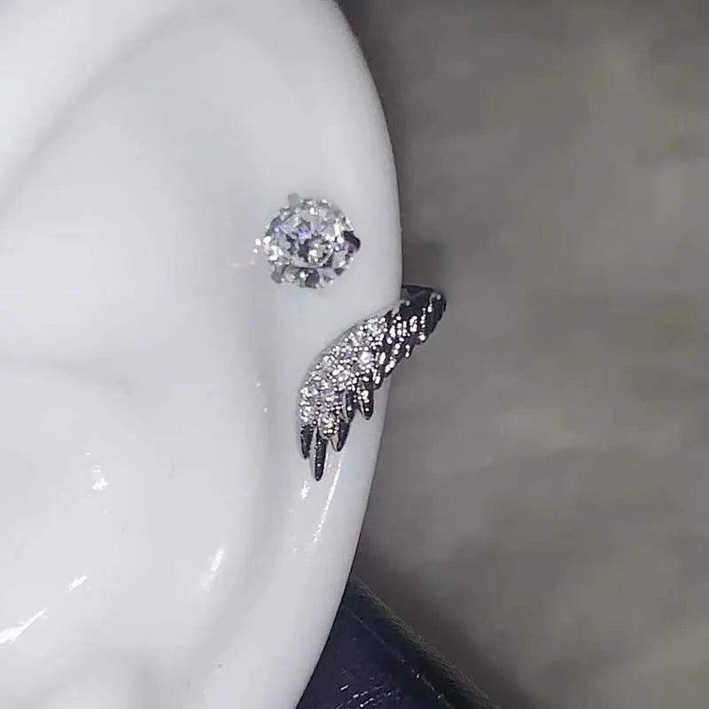 Saintly Angel Wing Stud Earrings