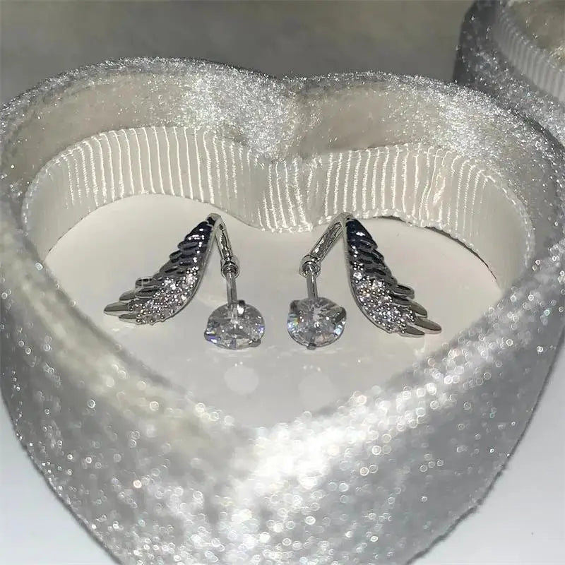 Saintly Angel Wing Stud Earrings