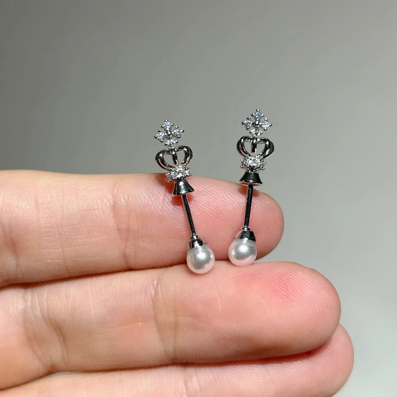 Crown Pearl Stainless Steel Cartilage Earring