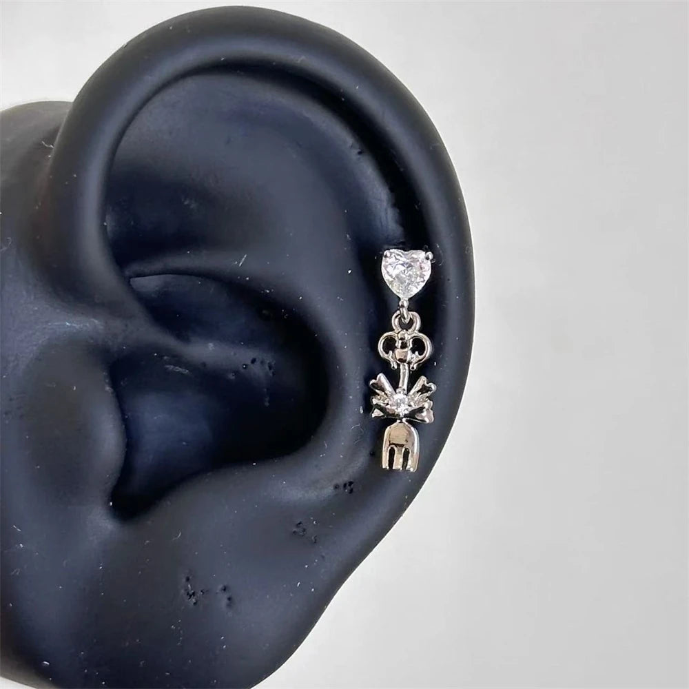 Sweet Heart Fork and Spoon Cartilage Stud