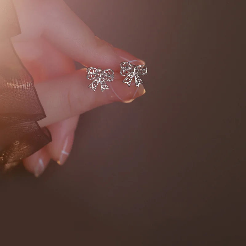 Ballet Shoe Earrings (Silver Tone Studs)