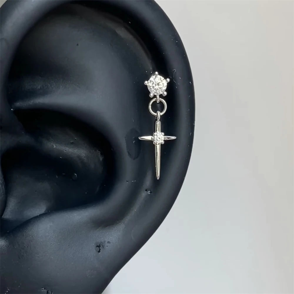 Sweet Heart Fork and Spoon Cartilage Stud