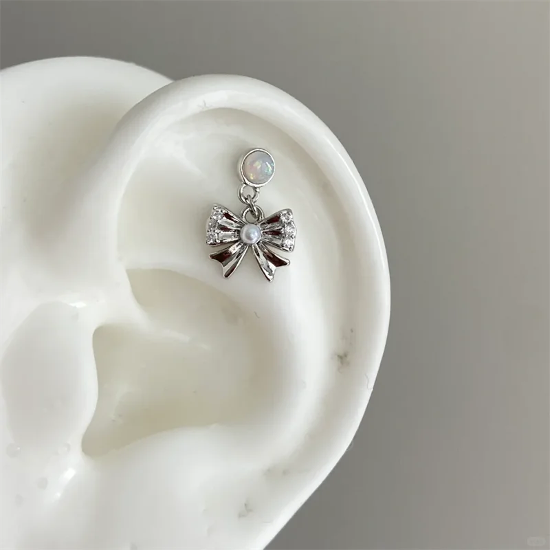 Pink Ballet Shoe Cartilage Stud Earring in Stainless Steel