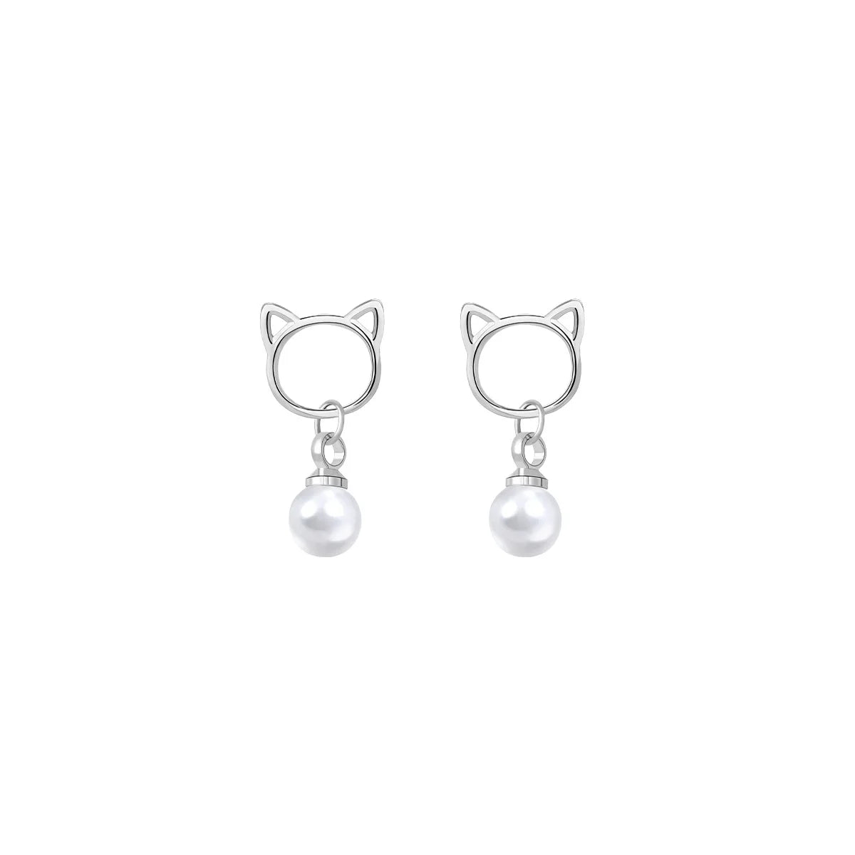 Rhinestone Cat Ear Stud Earrings with Screw Backs