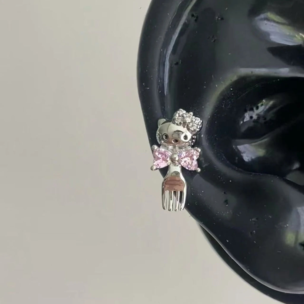 Dainty Pink Key Stud Earrings