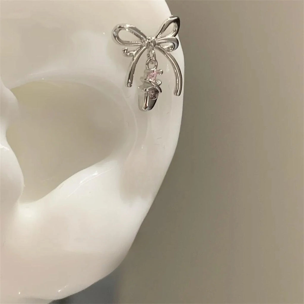 Pink Ballet Shoe Cartilage Stud Earring in Stainless Steel